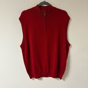 Vesi Sportswear Men's Red Half-Zip Sweater Vest Wool Blend Large NWT